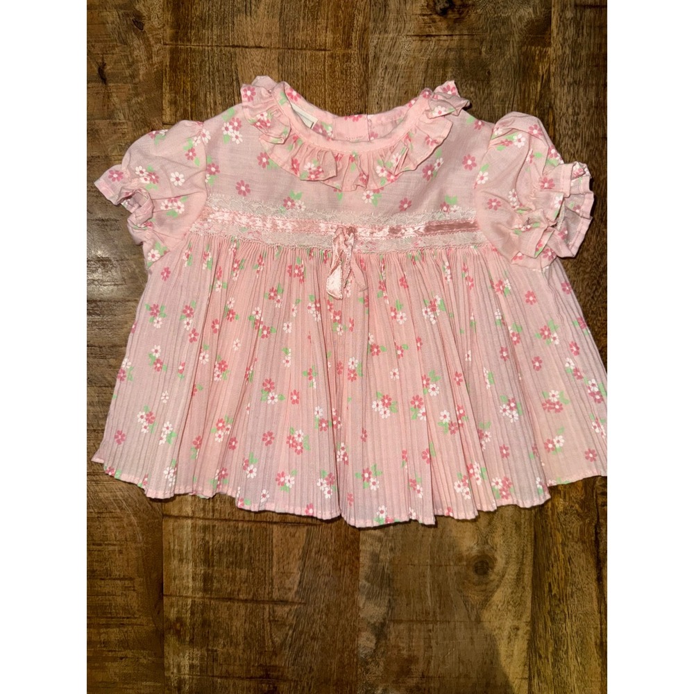 Vintage Disney Winnie the Pooh Baby Dress 0-3M Pink Floral Sears 70s 80s
